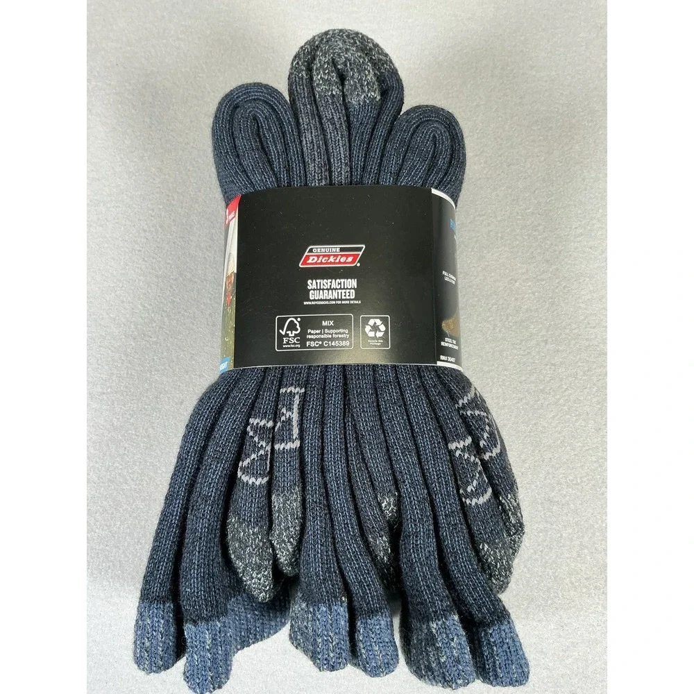 Dickies 3 Pack Navy Steel Toe Crew Performance Thermal Socks Heavy Weight‎ 6-12